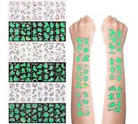 15 tatuajes de unicornio para niñas, tatuajes adhesivos para niños, luminosos unicornios, hojas luminosas, pegatinas luminosas, rellenos temporales, luminosos para cumpleaños infantiles, regalos de