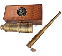 15 telescopios piratas vintage de vidrio espía telescopio pirata funcional de latón y visión transparente con funda de cuero de primera calidad, regalo maravilloso para los amantes de la decoración