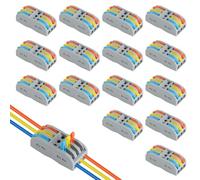15 terminales de conexión rápida Spl-3, conectores 3 entradas 3 salidas con palanca, terminales eléctricos reutilizables para cables 0,08-4 m², conexión sin herramientas para el hogar, coche, LED