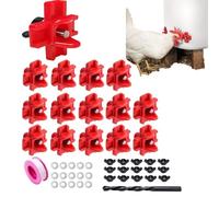 15 tetinas de riego de pollo con brocas, riego automático horizontal de pollo, sistema de riego de aves de corral a prueba de fugas para gallineros