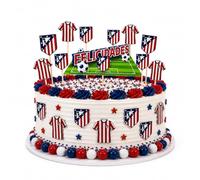 15 Toppers Atletico de Madrid para Decoracion de Tartas de Cumpleaños, Adornos para Tartas y Pasteles del Atleti, Topper Tarta Cumpleaños para Fiesta Atleti (CAMPO ATLETI)