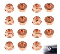 15 tuercas de escape M8 hexagonales, M8 x 1,25 CU SW13, tuerca de cobre hexagonal, autobloqueante, tuercas de colector de cobre, perno de tubo de escape, tornillo de cobre, para BMW E30
