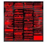 15 Uds. De Pegatinas y calcomanías aleatorias de patrocinador de Carreras for JDM EDM Race Turbo Drift Set, calcomanía de Vinilo Reflectante Impermeable for Coche, 61 Estilos (Color : Red, Size : 11