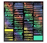 15 Uds. De Pegatinas y calcomanías aleatorias de patrocinador de Carreras for JDM EDM Race Turbo Drift Set, calcomanía de Vinilo Reflectante Impermeable for Coche, 61 Estilos (Color : Reflective Lase