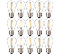 15 Unidades 2W S14 LED Bombilla de Filamento, Retro Bombilla, Estilo de Edison,220-240V, E27, Luz Blanca Cálida 2700K, 2W LED Bombilla Sustituye a 20W bombilla incandescente (2)