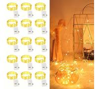 15 unidades de luces LED, 2 m, 20 led, pequeñas luces de microalambre, iluminación de luciérnagas para bricolaje, Navidad, vacaciones, bodas, cumpleaños, decoración interior y exterior