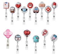 15 unidades de soportes para insignias de enfermera, retráctiles, accesorios de enfermera, soporte para tarjetas de enfermería con clip, clips para doctor, regalos voluntarios