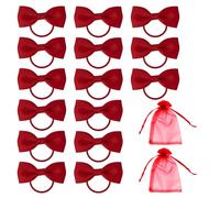 15 Unidades Rojo Lazo Coletero Con 2 Piezas De Gasa, Lazos Rojos Accesorios Para El Cabello, Cintas Rojas, Accesorios De Pelo Rojo Para Niñas