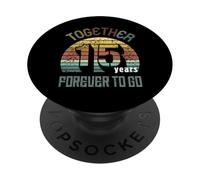 15 Wedding Anniversary For Couple Fifteen Years of Marriage PopSockets PopGrip Adhesivo