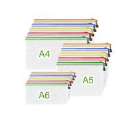 15 zipped folders for A4, A5 and A6 documents, waterproof zipped folders made of PVC mesh