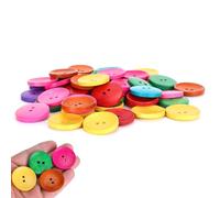 150 botones de madera grandes, botones de madera mixtos coloridos de 3 cm con 2 agujeros, botones decorativos redondos para manualidades, accesorios de ropa, decoración de botones