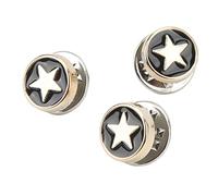 150 botones sin coser, broche de pentagrama de cara negra, alfileres de estrella desmontables, alfileres de solapa de estrella reutilizables a granel para bolsa, ropa de vestir