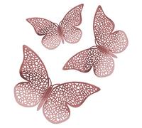150 calcomanías adhesivas 3D de 3 tamaños para decoración de pared de mariposa extraíble para baby shower, fiesta, boda, fiesta (oro rosa)