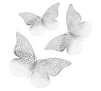 150 calcomanías adhesivas 3D de 3 tamaños para decoración de pared de mariposas extraíbles para baby shower, fiesta, boda, fiesta (plata)