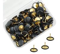 150 chinchetas de metal con cabeza redonda negra, chinchetas decorativas con caja de plástico, tachuelas negras, tachuelas, tachuelas de empuje, pasadores de fácil inserción, para tablones de anuncios