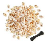 150 cuentas de concha de cauri blanco natural con 30 cordones trenzados, cuentas ovaladas lisas de concha marina de 0.63 a 0.71 pulgadas para hacer joyas de bricolaje, adornar cerraduras de cabello y