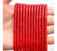 150 cuentas espaciadoras de coral rojo natural, semipreciosas, redondas, planas, cuentas de piedra Heishi para hacer joyas, 4 mm x 2 mm, 38 cm