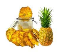 150 g - Decoración para cócteles, pastelería o interior, piña deshidratada/seca - Comestible - Tarro de cierre mecánico - Piña deshidratada - Piña seca - Decoración