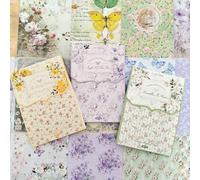 150 hojas de papel para álbum de recortes y diario, set de pegatinas de flores vintage para álbum de recortes para adultos, accesorios para álbum de recortes, diario, suministros de álbum de recortes