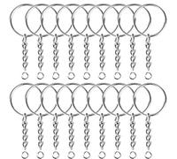 150 Juegos de Anillos de Llaves de 25 mm con Cadena, Llaveros con Anillo de Apertura, Ideal para Manualidades de Llaves, DIY, Fabricación de Joyas, Metal Inoxidable (Color Plata)