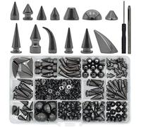 150 juegos de puntas y tachuelas punk, 13 puntas de cono en forma de pico, remaches de cuero, tachuelas góticas con herramientas de instalación para bricolaje, collares, chaquetas, chalecos, zapatos,