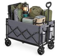 SONGMICS Carro de Mano Plegable, Carreta, Carrito de Jardín, Compacto y Pequeño, con Asa, con 4 Ruedas Reforzadas, 2 Universales, Carga hasta 150 kg, 150 L, Exterior, Gris Pizarra GFW150GD01