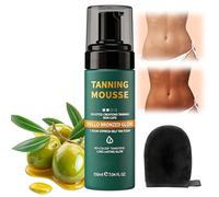 150 ml Mousse Autobronceador Espuma Tono Oscuro, Verde Oliva Hidratante Espuma Autobronceadora Oscura,Rápido y Sin Necesidad de Sol Mousse Para Todo Tipo Colores de Piel Niños y Niñas