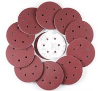 150 mm Disco de Lija, 100 Piezas Redondas Papel de Lija 6 Agujeros Hojas de Lija para Lijadora Orbital Excéntrica (60 Grano)