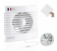 150 MM Extractor de Aire Baño aire con Interruptor de Cadena, Válvula Antirretorno + Mosquitera, para Cocina y WC, Instalación Pared o Techo, Garantía 5 Años