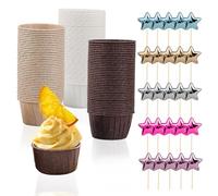 150 moldes para cupcakes, 25 piezas de plugin de pentagrama, bandeja para cupcakes, caja de muffins de papel, moldes para tartas curling, vasos de papel para magdalenas, para fiestas de cumpleaños,
