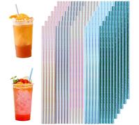 150 pajitas de papel iridiscentes para pajitas, ecológicas iridiscentes, pajitas de papel coloridas en paquete grande (mezcla de 5 colores)