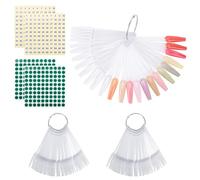 150 palitos de muestra de uñas con calcomanías de números, muestra de esmalte de uñas transparente en forma de abanico, palos de muestra de color, palos de práctica con anillo para tablero y hogar