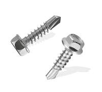 150 Pcs 410 Acero Inoxidable Tornillos Autotaladrantes Cabeza Hexagonal M4.2x16mm Tornillos Autoperforantes Hexagonales Tornillos Roscachapas Autorroscantes para Madera Techo Chapa Metal