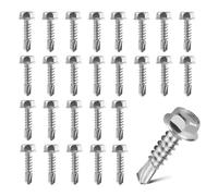 150 Pcs 410 Acero Inoxidable Tornillos Autotaladrantes Cabeza Hexagonal M4.2x25mm Tornillos Autoperforantes Hexagonales Tornillos Roscachapas Autorroscantes para Madera Techo Chapa Metal