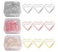 150 PCS Clips Oficina, Clips de Papel con Forma de Corazón, Grandes, Dorados, Clips de Papel en Forma de Corazón, Clips de Papel para Oficina, Clase, Tarjetas Postales