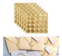 150 Pcs Pegatinas Sobre Imitar Sello Lacre Cera Corazón Dorado Pegatinas Cierre Sellado en Relieve para Invitación Boda Bolsa Papel Regalo Cumpleaños Navidad,Oro