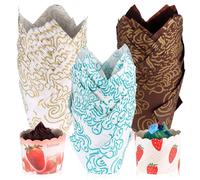 150 PcsMoldes Magdalenas Papel Horno, Moldes Papel Magdalenas de Tulipán, Molde de Tulipán para Cupcakes, Tazas de Papels de Pastel, Moldes para Hornear Fiestas de Cumpleaños Bodas Cafeterías