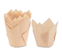 150 PcsMoldes Magdalenas Papel Horno, Moldes Papel Magdalenas, Molde de Tulipán para Cupcakes, Tazas de Papels de Pastel de Tulipán, Moldes para Pasteles Fiestas de Cumpleaños Bodas Cafeterías