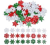 150 Piezas Adornos Madera Navidad De Copos, Nieve Mixtos Piezas Madera, Pequeños Accesorios DeMadera con Motivos De Copos De Nieve, para Decoración De Fiestas De Navidad y Bricolaje