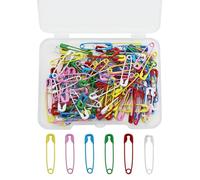 150 Piezas Alfileres,19 mm Multicolor Sharp Edge Safety Pin Kit, pequeños alfileres de con Caja Transparente, Broches Metal, Mini Imperdibles,para Ropa
