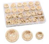 150 Piezas Botones de Madera, Natural Forma Redonda Botón Madera de Amor, 15 mm, 20 mm, 25 mm, para DIY Manualidades Decoraciones y Costura