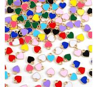 150 piezas colgante de corazón colgante de corazón para fabricación de joyas colgantes al por mayor a granel pendientes colgantes colgantes colgantes de metal San Valentín corazón encanto con anillos