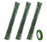 150 piezas de alambre para flores, tallo de ramo de flores con cinta de flores, alambre de tallo para manualidades con flores (verde)