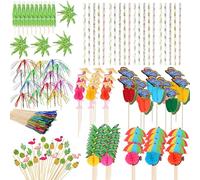 150 piezas de decoración de cócteles, accesorios reutilizables para cócteles, fiestas, cócteles, pajitas de cóctel, paraguas, cócteles, decoración para fiestas de verano, bar