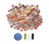 150 Piezas De Nalgas Coloridas Y 1 Conjunto De Herramientas De Costura, Botones De Madera Vintage, Fechas De Ropa, Requisitos De Costura.