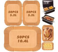 150 Piezas de Papel Freidora Aire, Papel para Freidora de Aire Compatible con Ninja Foodi Flex AF500EU, Contiene 50 Pcs (10.4 L) y 100 Pcs (5.2 L)