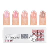 150 piezas de uñas postizas de punta francesa, base prerevestida e imprimación acrílica, manicura artificial para arte rápido, kit de manicura en casa