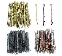150 Piezas Horquillas de Clips, 5 cm Horquillas Onduladas Bobby Pins, 3 Colores Pinzas de Metal el Pelo con Caja Portátil para Mujeres y Niñas, Dorado, Negra & Marrón