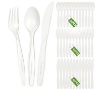 150 piezas Juego Cubiertos de Plástico reutilizables, 50 Tenedores/ 50 Cuchillos/ 50 Cucharas, Apto para Lavavajillas, sin BPA, Ideal para Celebraciones Familiares, Bodas y Cumpleaños