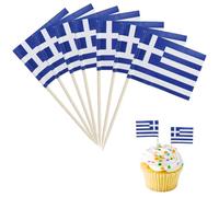 150 Piezas Palillos Dientes con Bandera Grecia, Banderas Los Países Grecia,Banderas Cócteles,Mini Banderas Mano,Palillos Dientes,Para fruta, cócteles